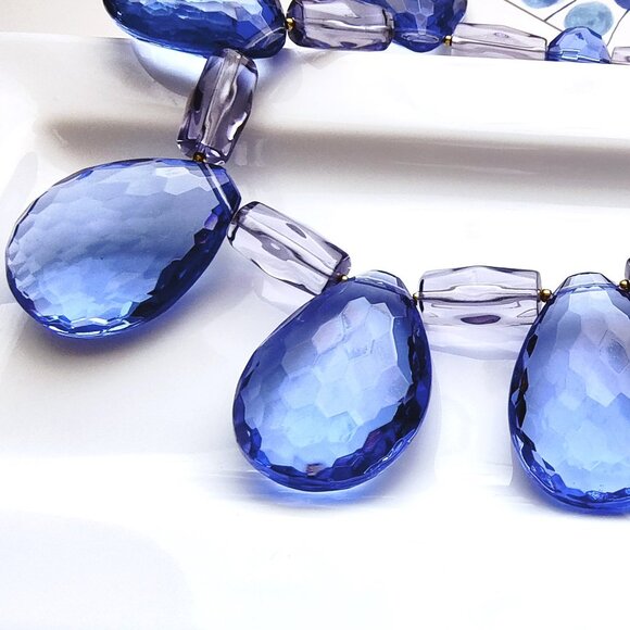 NWT J.CREW FACETED TEARDROP NECKLACE BLUE - Picture 8 of 16